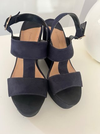 Sandalias cuña azul marino T.39