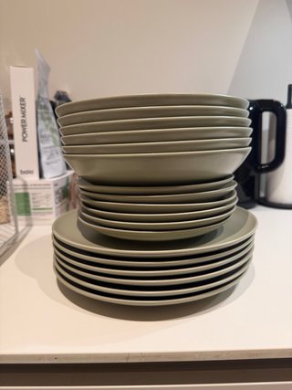 Servicio de vajilla IKEA Fargklar verde mate