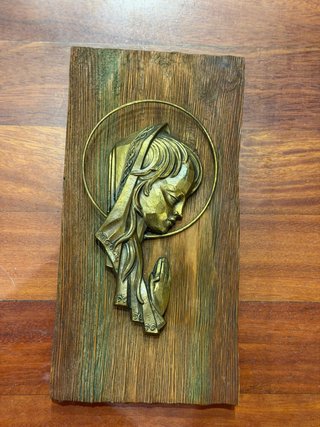 Relieve Virgen Orante Vintage Bronce