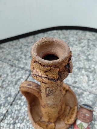 Portacandele in sughero con statuetta