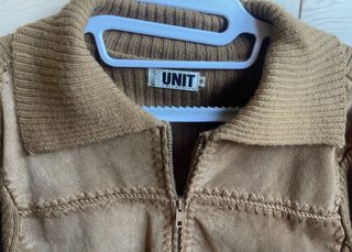Conjunto falda y chaqueta piel y punto T.42