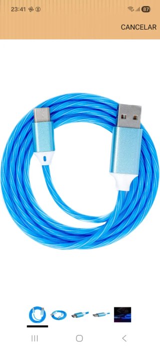 Cable Carga USB-A a USB-C Azul Brillante