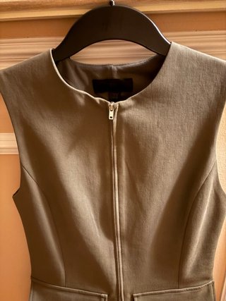 Chaleco Zara Verde Oliva Cremallera Bolsillos
