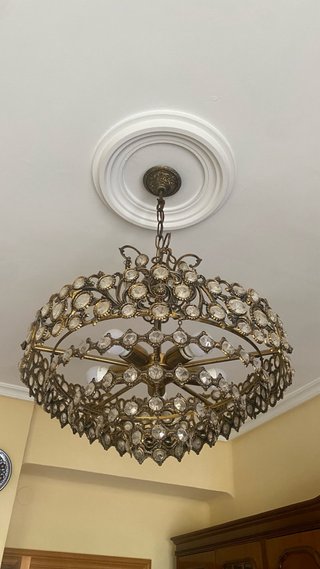 Lámpara vintage cesta cristal metal