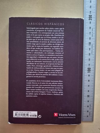 Libro escolar Lazarillo de Tormes. Clásicos