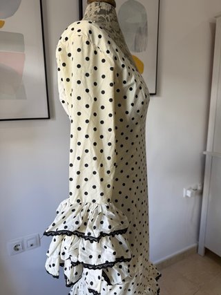 Vestido Flamenca Lunares Beige y Negro