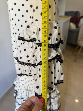 Vestido Flamenca Lunares Beige y Negro
