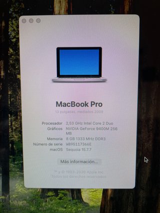 Macbook Pro 13 2009 8GB 240GB SSD MacOS Sequoia