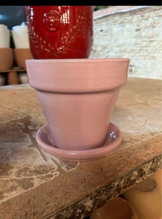 Set 4 Macetas Cerámica Rosa