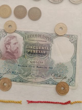 Oportunidad 3 cuadros monedas y billetes pesetas