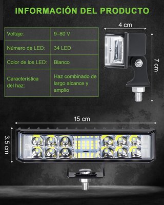FXLPOWER 4Pcs Focos LED 102W 270° IP65 Vehículos