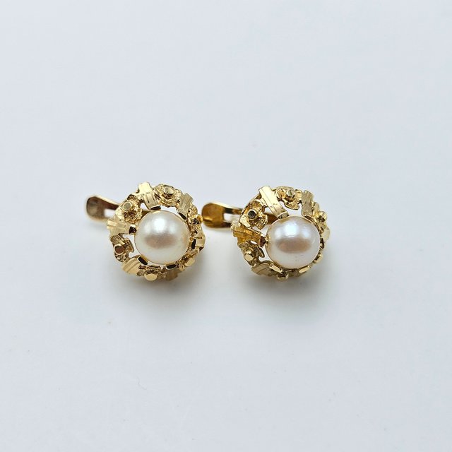 Pendientes de Oro 18K, Perlas, 2,66gr, 1cm