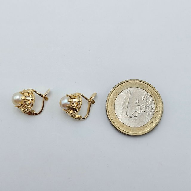 Pendientes de Oro 18K, Perlas, 2,66gr, 1cm