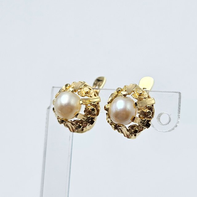 Pendientes de Oro 18K, Perlas, 2,66gr, 1cm