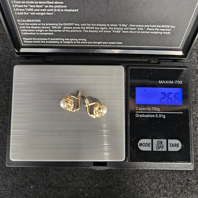 Pendientes de Oro 18K, Perlas, 2,66gr, 1cm