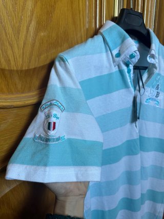 Polo Die-Bye Rayas Turquesa y Blanco Talla M