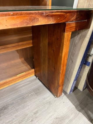 Tavolo in legno teak con piano in vetro