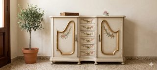 Aparador Cómoda Provenzal Luis XV Beige Dorado
