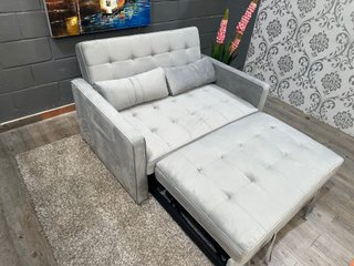 Sofá Cama Gris Terciopelo 2 Plazas