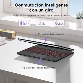 OMOTON Teclado ES iPad 13'' Trackpad RGB 7 Colores