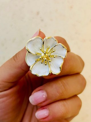 Orecchini donna vintage fiore bianco oro