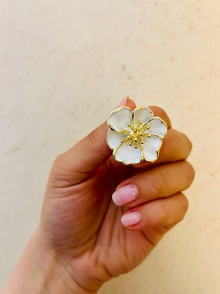 Orecchini donna vintage fiore bianco oro