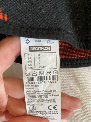 Rodillera Decathlon Negra y Naranja Talla 3