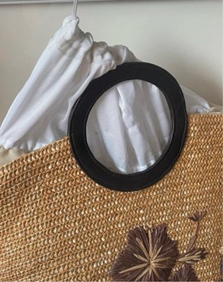 Bolso Capazo Rafia Flores Marrones