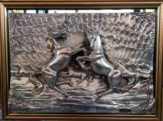 Cuadro Espejo Plata Ley Caballos Relieve