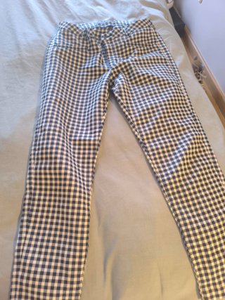 Pantalones Guess Cuadros Azul Blanco