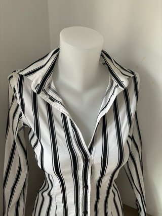 Camisa blanca Zara Rayas Negras mujer