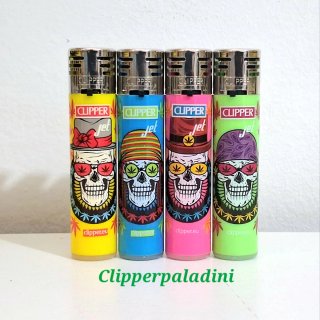 Accendini Clipper Set 4 Pezzi Teschio