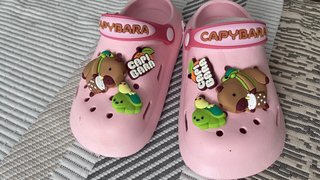 Crocs rosas capibara