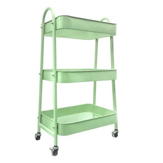 Carrito Auxiliar Verde 3 Niveles con Ruedas