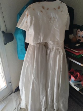 Vestido Novia/Comunión Blanco y rosa y chaquetilla