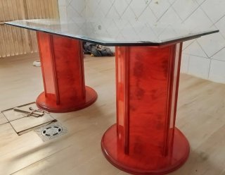 Mesa de salón elegante cristal y madera