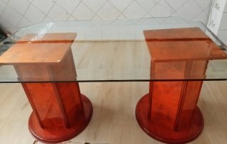 Mesa de salón elegante cristal y madera