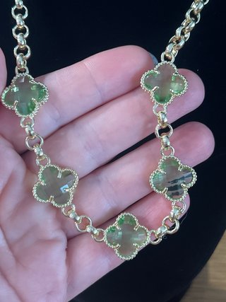 Collar trébol laminado 14K XP verde