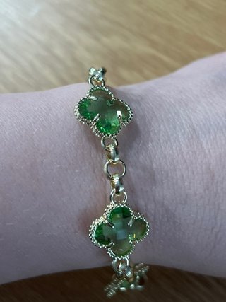 Collar trébol laminado 14K XP verde