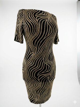 Vestido negro  con estampado dorado