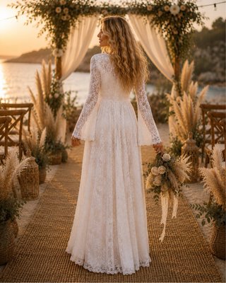 Vestido de Novia Encaje Manga Larga