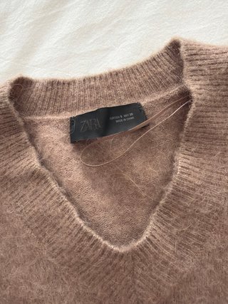 Jersey lana marrón cuello pico