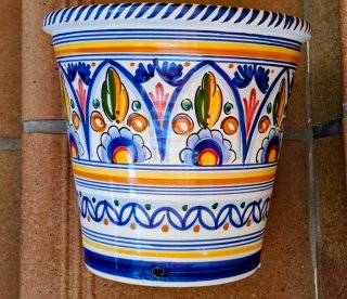 Conjunto Tiestos Cerámica Decorados y plato