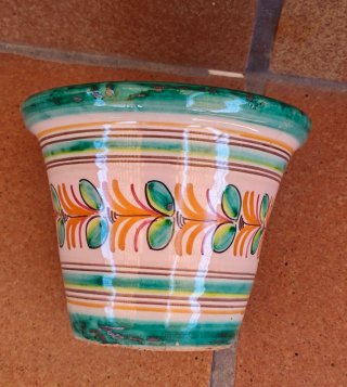 Conjunto Tiestos Cerámica Decorados y plato