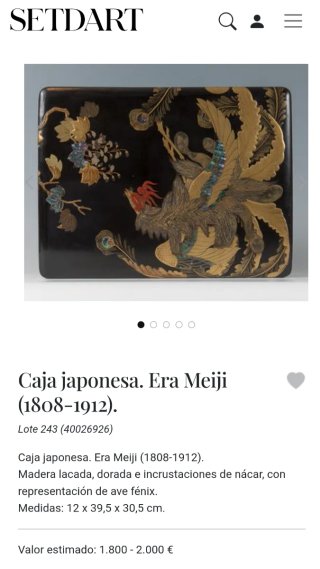 Caja japonesa Era Meiji lacada nácar, polvo de oro