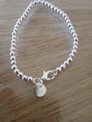 Pulsera Plata 925 Bolitas 19cm