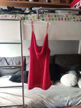 Vestido Lencero Mini Seda Rojo Vintage