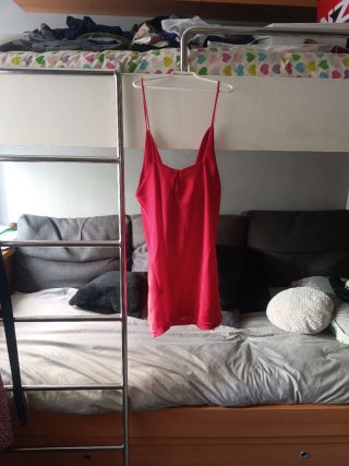 Vestido Lencero Mini Seda Rojo Vintage