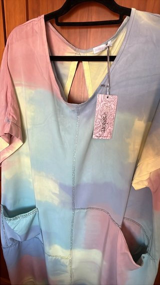 Vestido túnica playero oversize multicolor