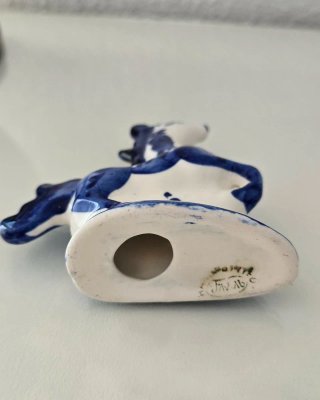Figura Caballo Gzhel Porcelana Azul Blanco